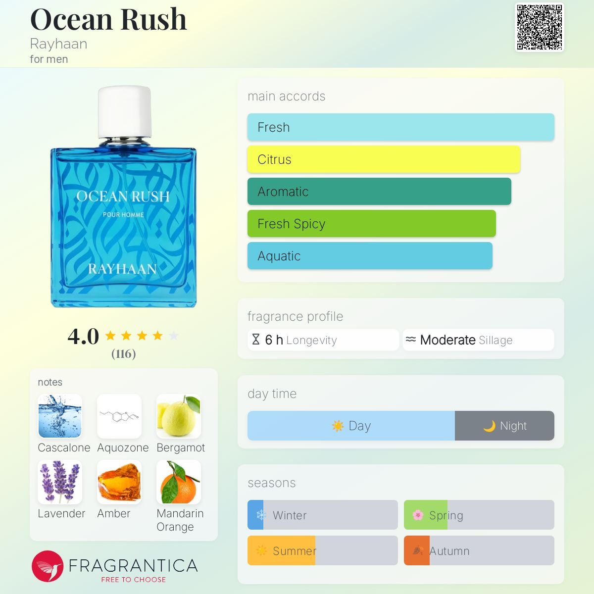 Perfume Rayhaan Ocean Rush EDP Masculino 100ml - Rayhaan 100ml - Fragrância Unissex