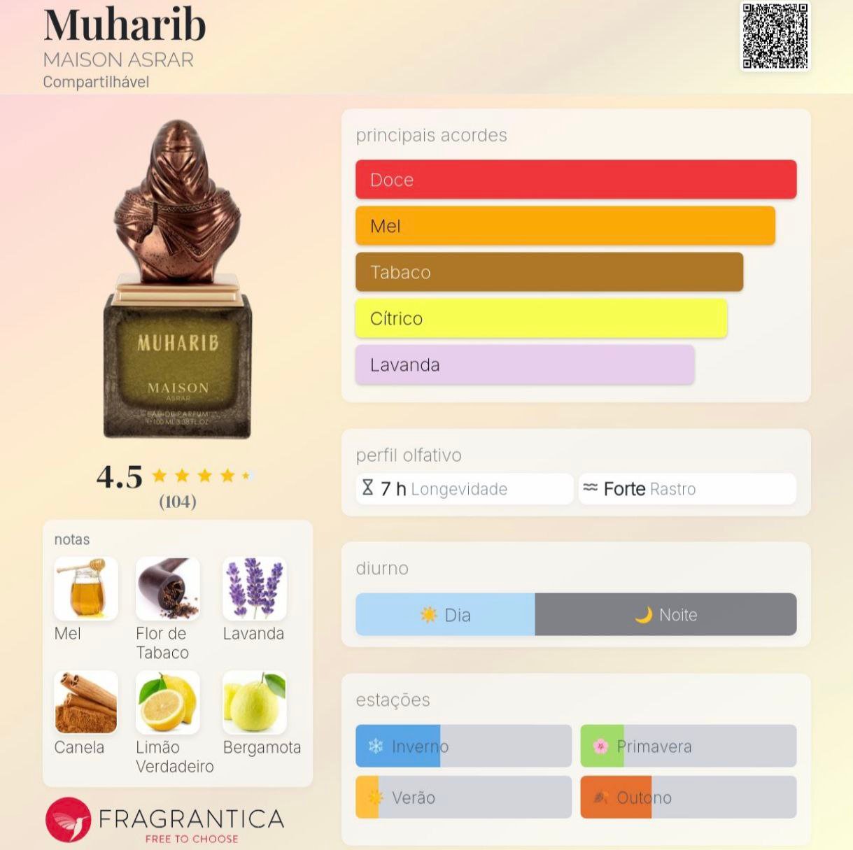 Perfume MUHARIB EDP Unissex  maison asrar - Maison asrar 100ml - Fragrância Unissex