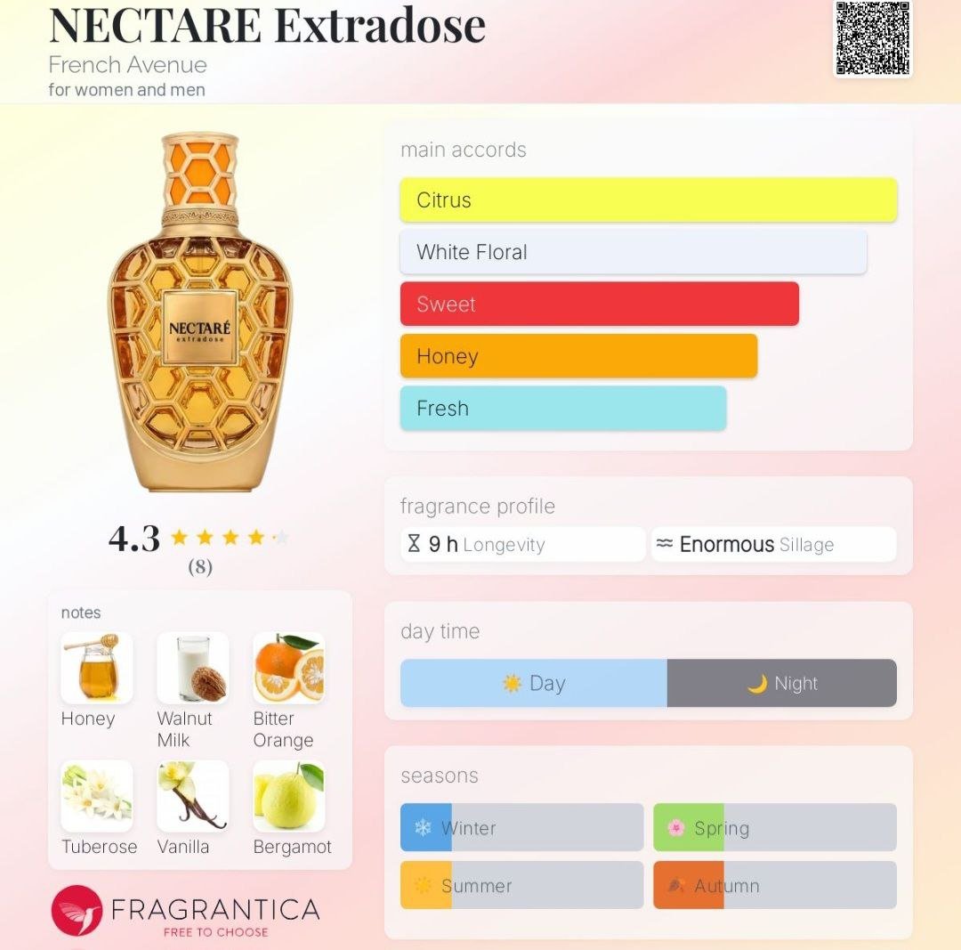Perfume Nectaré Extradose – Eau de parfum unissex  – French Avenue - French Avenue 100ml - Fragrância Unissex
